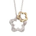 Two-tone Sterling Silver CZ Clover Necklace