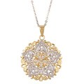 Two-tone Sterling Silver CZ Floral Medallion Neckl