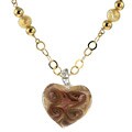 Murano glass Brown Heart and Glass Bead Necklace