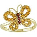 10k Yellow Gold Citrine and Garnet Butterfly Ring