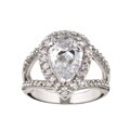 Sterling Silver Teadrop Cubic Zirconia Ring