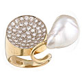 18k Gold 1 2/5ct TDW Diamond and Pearl Freeform Ring (I, SI1)