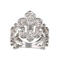 Sterling Silver Cubic Zirconia Fleur de Lis Ring
