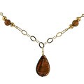 Murano Glass Red and Gold Teardrop Necklace