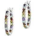 Sterling Silver Inside-out Multi-gemstone Hoops