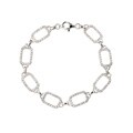 Sterling Silver CZ Rectangular Link Bracelet