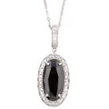Sterling Silver Oval Black Cubic Zirconia Necklace