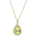 18k Gold over Silver Lime Quartz Teardrop Necklace
