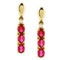 14k Gold Created Ruby and Diamond Accent Earrings