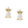 10k Gold Created Opal and Diamond Accent Earrings