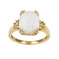 10k Gold Created Opal and 1/10ct TDW Diamond Ring