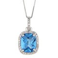 14k Gold Blue Topaz and 1/6ct TDW Diamond Necklace