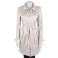 Tahari Metallic Zip-front Belted Walking Coat