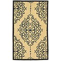Hand-hooked Majestic Ivory Blue Rug (2'6 x 4')
