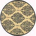 Hand-hooked Ivory/ Blue Majestic Rug (5' 6 Round)