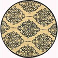 Hand-hooked Majestic Ivory/ Blue Rug (4' Round)