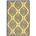 Hand-hooked Majestic Ivory Blue Rug (5'3 x 8'3)