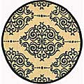 Hand-hooked Majestic Ivory Blue Rug (3' Round)