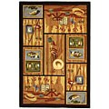 Hand-hooked Gone Fishing Wool Rug (6' x 9')