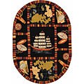 Hand-hooked Explorer Black Wool Oval Rug (7'6 x 9'6)