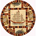Hand-hooked Explorer Black Wool Rug (3 ft. Round)