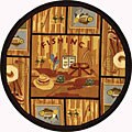 Hand-hooked Gone Fishing Wool Rug (5'6 Round)