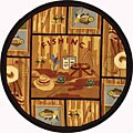 Hand-hooked Gone Fishing Wool Rug (4' Round)