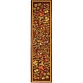 Botanical Burgundy Hand-hooked Wool Rug (2'6 x 10')