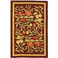 Botanical Hand-hooked Burgundy Wool Rug (1'8 x 2'6)