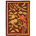 Botanical Burgundy Hand-hooked Wool Rug (2'6 x 4')