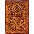 Majestic Handmade Burgundy Wool Rug (2' x 3')