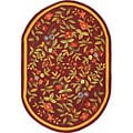 Hand-hooked Botanical Burgundy Rug (4'6 x 6'6)