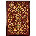 Handmade Burgundy Fable Wool Rug (3' x 5')