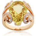 18k Gold Lemon Quartz and 1/3ct TDW Diamond Ring