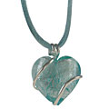 Venetiarum Glass Icy Blue Puffy Heart Necklace