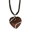 Venetiarum Glass Brown Puffy Heart Necklace