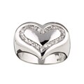 Sterling Silver Cubic Zirconia Mod Heart Ring