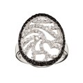 Sterling Silver Black and White CZ Oval Ring