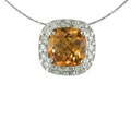 14k White Gold 1/3ct TDW Diamond Citrine Pendant