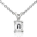 14k Gold 3/8ct Emerald Cut Diamond Solitaire Pendant (H-I, SI1)