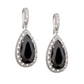 Sterling Silver Black and White CZ Drop Earrings