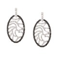 Sterling Silver Black and White CZ Drop Earrings