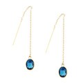 14k Gold London Blue Topaz Threader Earrings