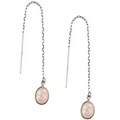 14k Gold Created White Opal Threader Earrings