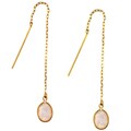14k Gold Created White Opal Threader Earrings