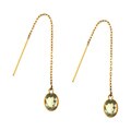 14k Yellow Gold Green Amethyst Threader Earrings