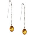 14k White Gold Citrine Threader Earrings