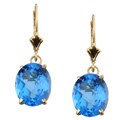 14k Gold Swiss Blue Topaz Leverback Earrings