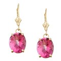 14k Gold Pure Pink Topaz Leverback Earrings