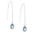 14k White Gold Swiss Blue Topaz Threader Earrings